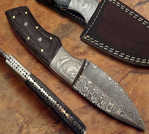 UNIQUE CUSTOM DAMASCUS HUNTING KNIFE WITH MICARTA  HANDLE