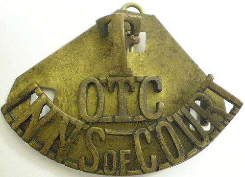 INNS OF COURT OTC-OFFICERS TRAINING CORE-1908-32 SHOULDER TITLE-SCARCE!!