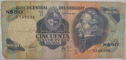 A 396 - URUGUAY - 50 NEVVOS PESOS - SERIE D 1981 NOTE