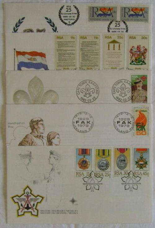 A808 - R.S.A - FDC's SOLD TOGETHER - 5 IN TOTAL - SEE DESCRIPTION.