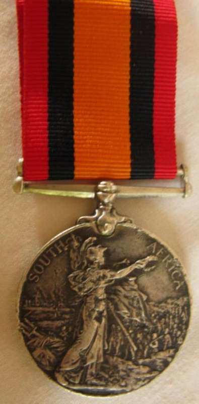 NO. 2506)  QUEENS S.A. MEDAL IMPRESSED 569 PTE P. CURRIE RLY PNR (RAILWAY PIONEER) NO CLASPS.