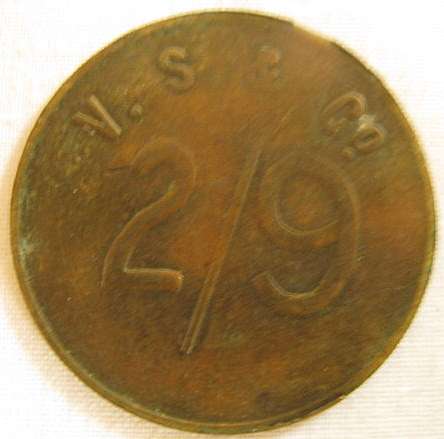 V.S. & CO  DENOMINATION 2/9 NO. 620a IN HERN'S.CAT.PRICE R3000