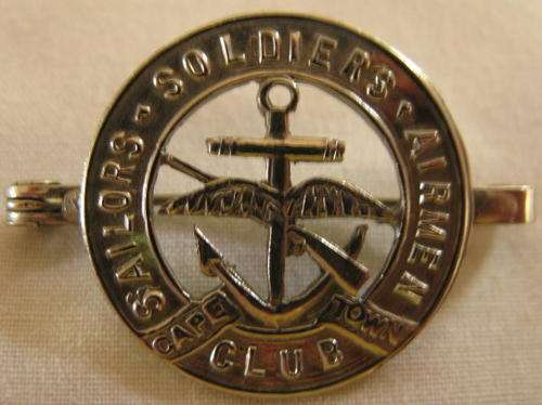 NO. 2552)  CAPE TOWN SAILORS, SOLDIERS, AIRMEN CLUB BADGE.