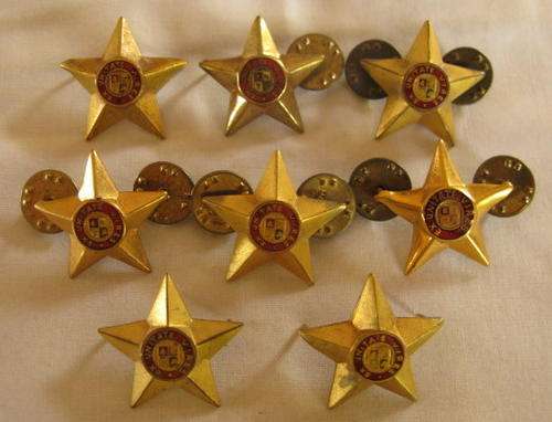 NO. 4387)  SADF - 5 POINT STAR RANK INSIGNIA BRASS - WORN 1960'S-70'S.  6 IN TOTAL.