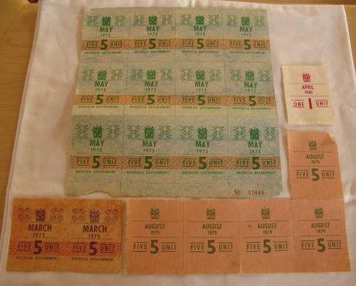 NO. 4669)  RHODESIA - PETROL COUPONS - 12X5 UNIT DATED MAY 1975.