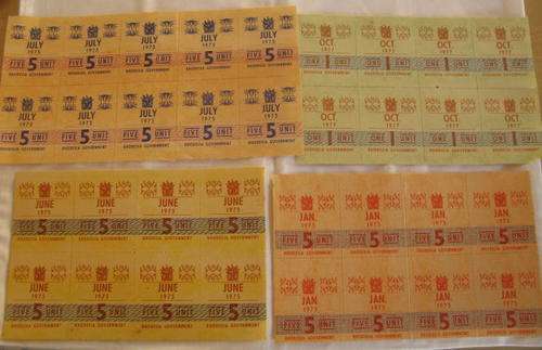 NO. 5237)  RHODESIAN - PETROL COUPONS FOLLOWING SOLD TOGETHER: