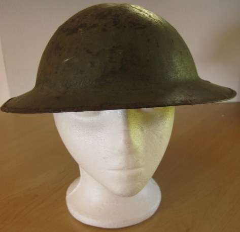 NO. 5476)   - BRITISH TOMMY HELMET 2ND PATTERN WITH GREEN FINISH.