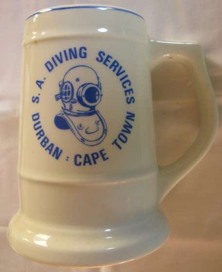 S.A. DIVING SERVICES - DURBAN - CAPE TOWN  MUG.  HEIGHT 14CM.  GOOD CONDITION WITHOUT ANY DAMAGE.