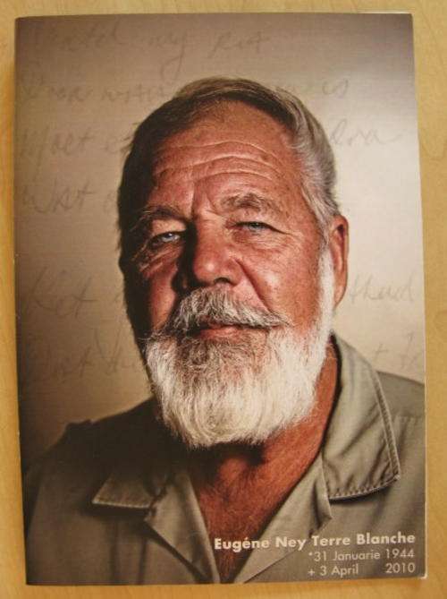 AWB FUNERAL LETTER FOR EUGENE TERRE BLANCHE.  6 PAGES.