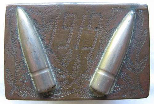 WW1 TRENCH ART MATCH BOX HOLDER ENGRAVED 1919 & FRANCE ON THE BACK.