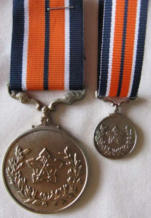 SADF GENERAL SERVICE MEDAL FULL SIZE & MINIATURE.  FULL SIZE - NUMBERED.