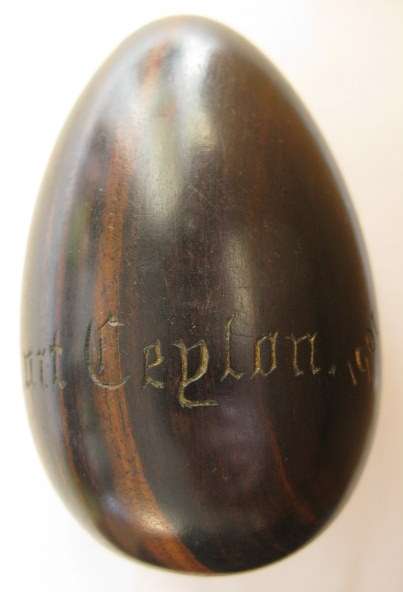 BOER WAR - POW CARVED WOODEN EGG.  INSCRIBED AROUND THE MIDDLE: