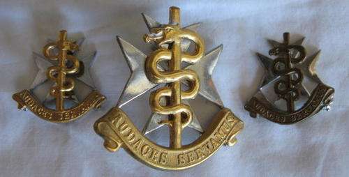 SA MILITARY HEALTH SERVICES CAP + 2 COLLARS 1980'S - EARLY 90'S.  LUGS INTACT