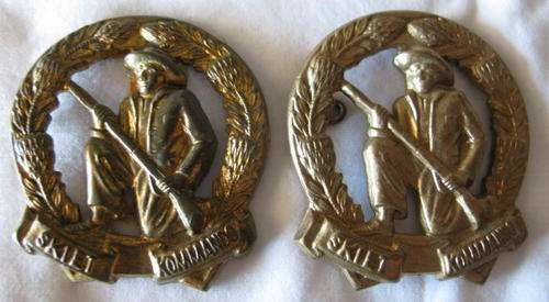 CITIZEN FORCE INF. GILDING METAL CAP BADGES.  WORN POST 1954-63.  NO LUGS