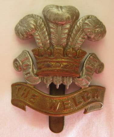 THE WELCH REGT. UNTIL 1920 CAP BADGE SLIDER INTACT
