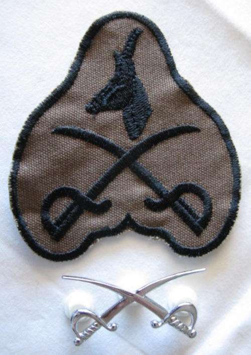 SADF PTI CLOTH BADGE FOR WORK DRESS & EARLIER PATTERN PTI CHROME BADGE WITH 3 PINS