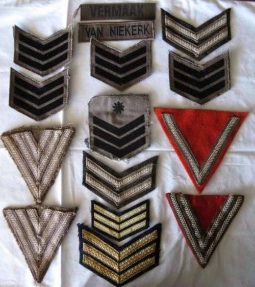 COLLECTION OF RANKS FOR NZO'S - SA ARMY & NAME BADGES SOLD TOGETHER 1960's - 2002