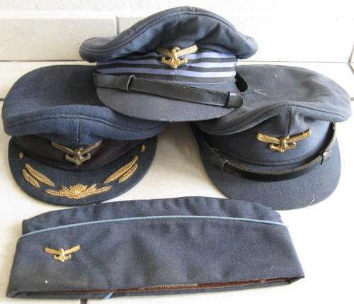 SAAF - A COLLECTION OF 3 PEAKED CAPS & SIDECAP SOLD TOGETHER
