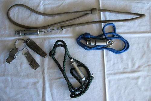 SADF PERIOD WHISTLES 3 WITH LANYARDS