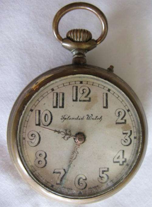 VINTAGE SPLENDID SWISS POCKET WATCH.  NOT WORKING HOWEVER LOOKS COMPLETE