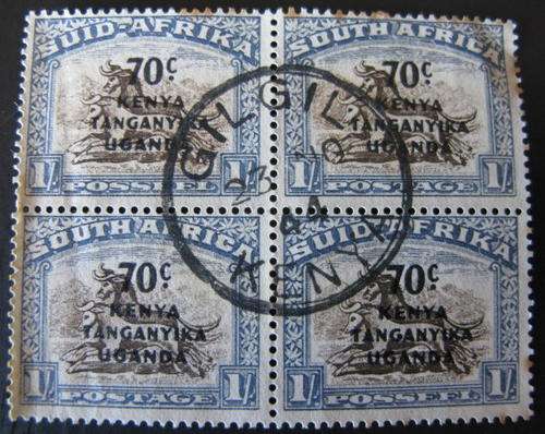 KENYA, UGANDA & TANGANYIKA SOUTH AFRICA - 70C OVERPRINT ON 1S.  BROWN AND BLUE