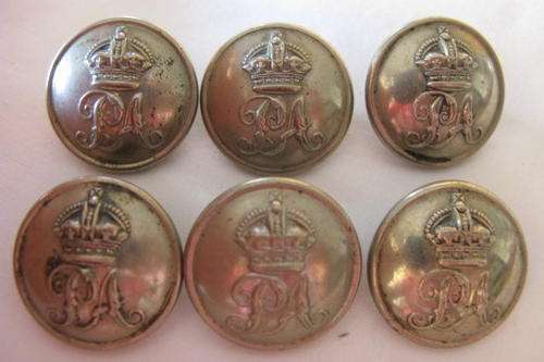 BUTTONS - PRINCE ALFRED KINGS HEAD - MAKERS MARKING ON BACK.  6 IN TOTAL.