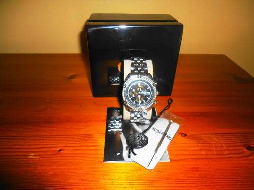 GENUINE MENS ASTON GERRARD 1/2 CARAT DIAMOND ENCRUSTED BEZEL,CHRONOGRAPG SPORTS