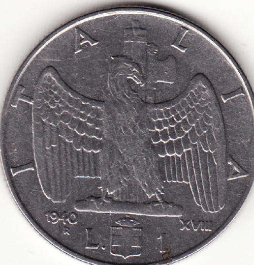 1940 ITALIAN 1940 1 LIRA FASCIST EAGLE IN NEAR MINT CONDITION AS PER SCAN BEAUTIFUL EXAMPLE