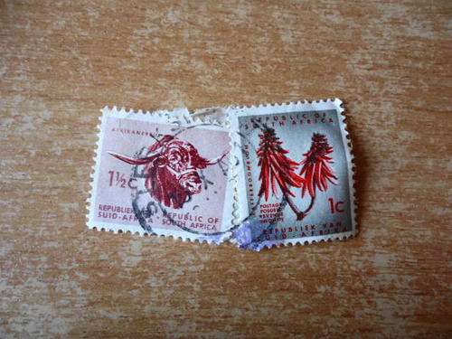 SOUTH AFRICAN STAMPS USED AS PER THE PHOTOGRAPH.