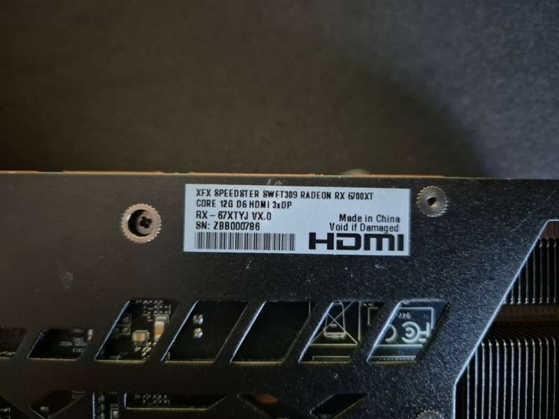 Faulty XFX Speedster swift 309 RX6700XT 12GB for spares or repair