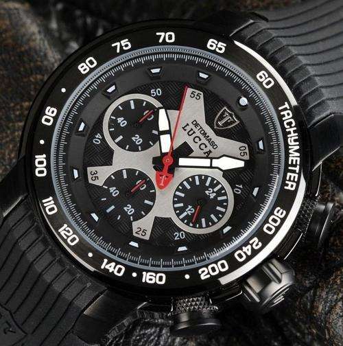 DETOMASO LUCCA BLACK ION HEIDFELD TEAM RACING CHRONOGRAPH GENTS WATCH,COMPLETE SET!!