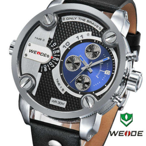 WEIDE++ONLY THE BRAVE++XXL BLUE AND BLACK GENTS WATCH 52 MM++STUNNING++