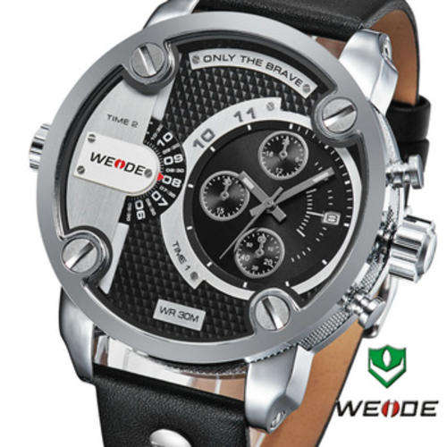 WEIDE++ONLY THE BRAVE ++XXL WHITE & BLACK GENTS WATCH 52MM++STUNNER++