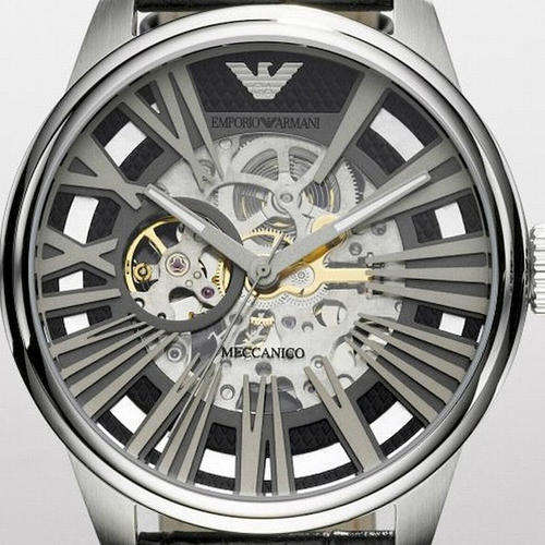 EMPORIO ARMANI GENTS SKELETON MECCANICO WATCH**R5299.99**TOP ITEM !! W/BOX AND PAPERS