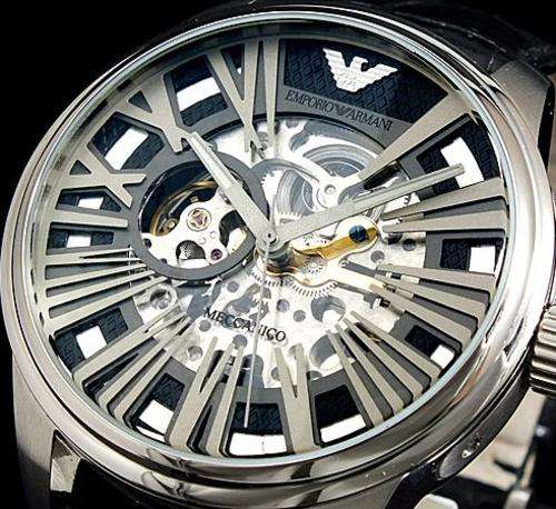 EMPORIO ARMANI GENTS SKELETON MECCANICO WATCH**R5699.99**TOP ITEM !! W/BOX AND PAPERS