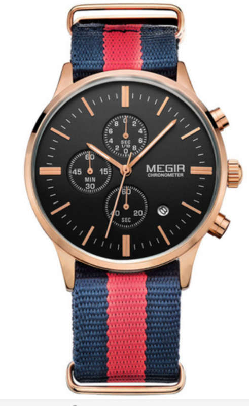 MEGIR 6 hand CHRONOGRAPH British Navy Gents watch++CLASSIC DRESSY WATCH!!