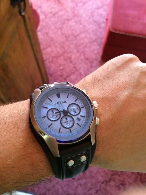FOSSIL GENTS Coachman Blue Quartz Chrono Leather Watch Brand new in Box!!++LAST ONE!!