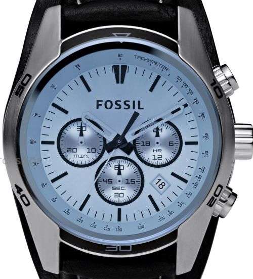 FOSSIL GENTS Coachman Blue Quartz Chrono Leather Watch Brand new in Box!!++LAST ONE!!