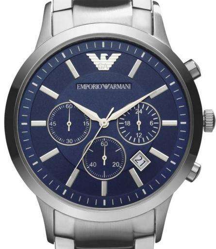 EMPORIO ARMANI**RETAIL R7419.00**BLUE SUNRAY DIAL CHRONOGRAPH WATCH ##BRAND NEW-NO BOX##