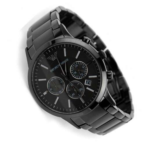 EMPORIO ARMANI GUNMETAL IP BLACK CHRONOGRAPH WATCH #BRAND NEW IN BOX#
