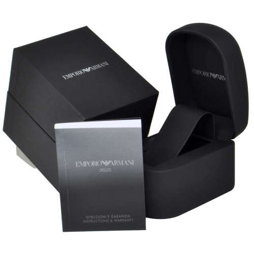 EMPORIO ARMANI GUNMETAL IP BLACK CHRONOGRAPH WATCH #BRAND NEW IN BOX#