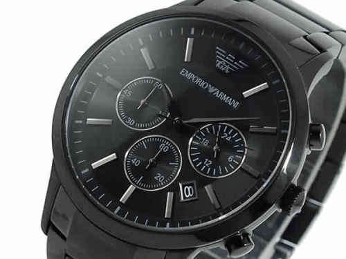 EMPORIO ARMANI GUNMETAL IP BLACK CHRONOGRAPH WATCH #BRAND NEW IN BOX#