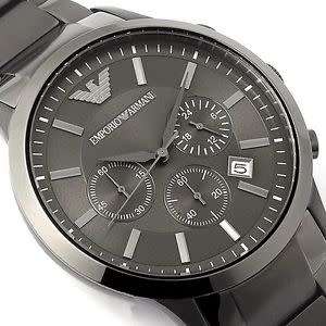 EMPORIO ARMANI GUNMETAL GREY IP CHRONOGRAPH GENTS WATCH#BRAND NEW IN BOX#LAST ONE!