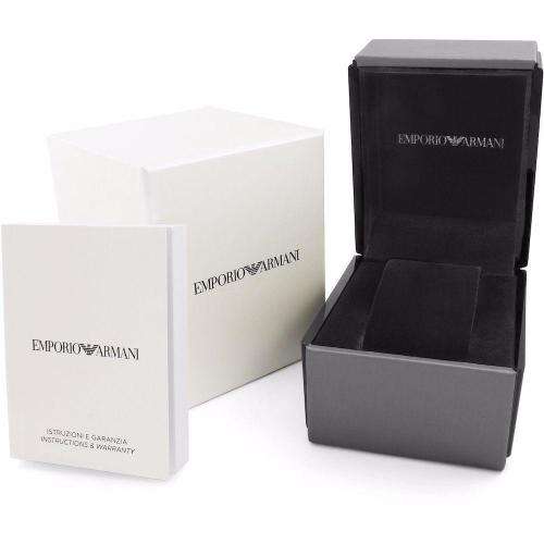 EMPORIO ARMANI BLUE SUNRAY DIAL**BLACK IP STAINLESS STEEL**GENTS CHRONOGRAPH WATCH ##EXQUISITE##
