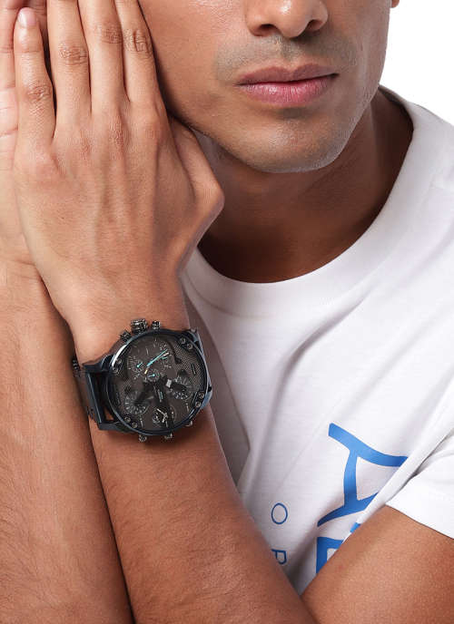 DIESEL DZ7414 GENTS  XXL BIG DADDY 57mm BLUE STEEL 4 TIMEZONE++R9490.00++WOW!! FIRST ONE IN SA++READ