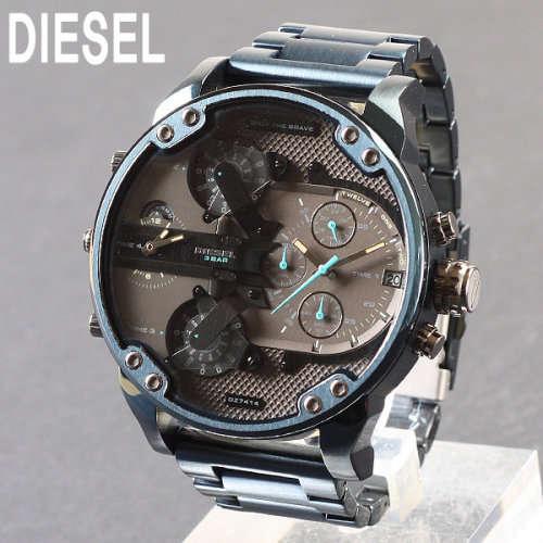 DIESEL DZ7414 GENTS  XXL BIG DADDY 57mm BLUE STEEL 4 TIMEZONE++R9490.00++WOW!! FIRST ONE IN SA++READ