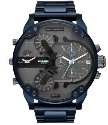 DIESEL DZ7414 GENTS  XXL BIG DADDY 57mm BLUE STEEL 4 TIMEZONE++R9490.00++WOW!! FIRST ONE IN SA++READ