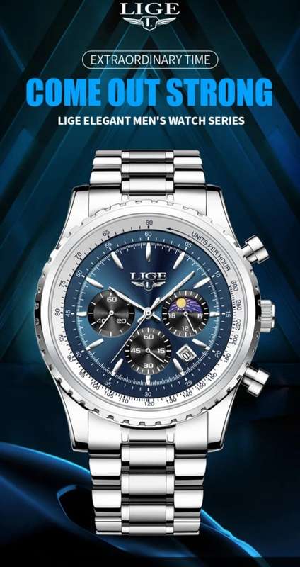 Gents Lige 46mm Aviator Moonface Chronograph-Brandnew!