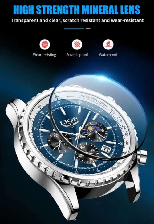 Gents Lige 46mm Aviator Moonface Chronograph-Brandnew!