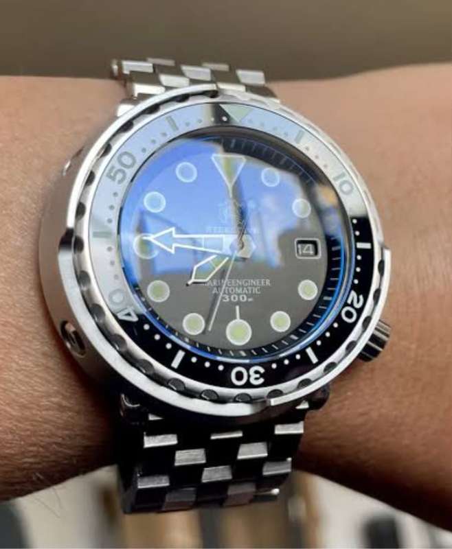 REDUCED!!-LAST ONE-STEELDIVE 300M SERIOUS MARINE DIVER TUNA TIN SEIKO NH35A MVT 24 JEWELS !